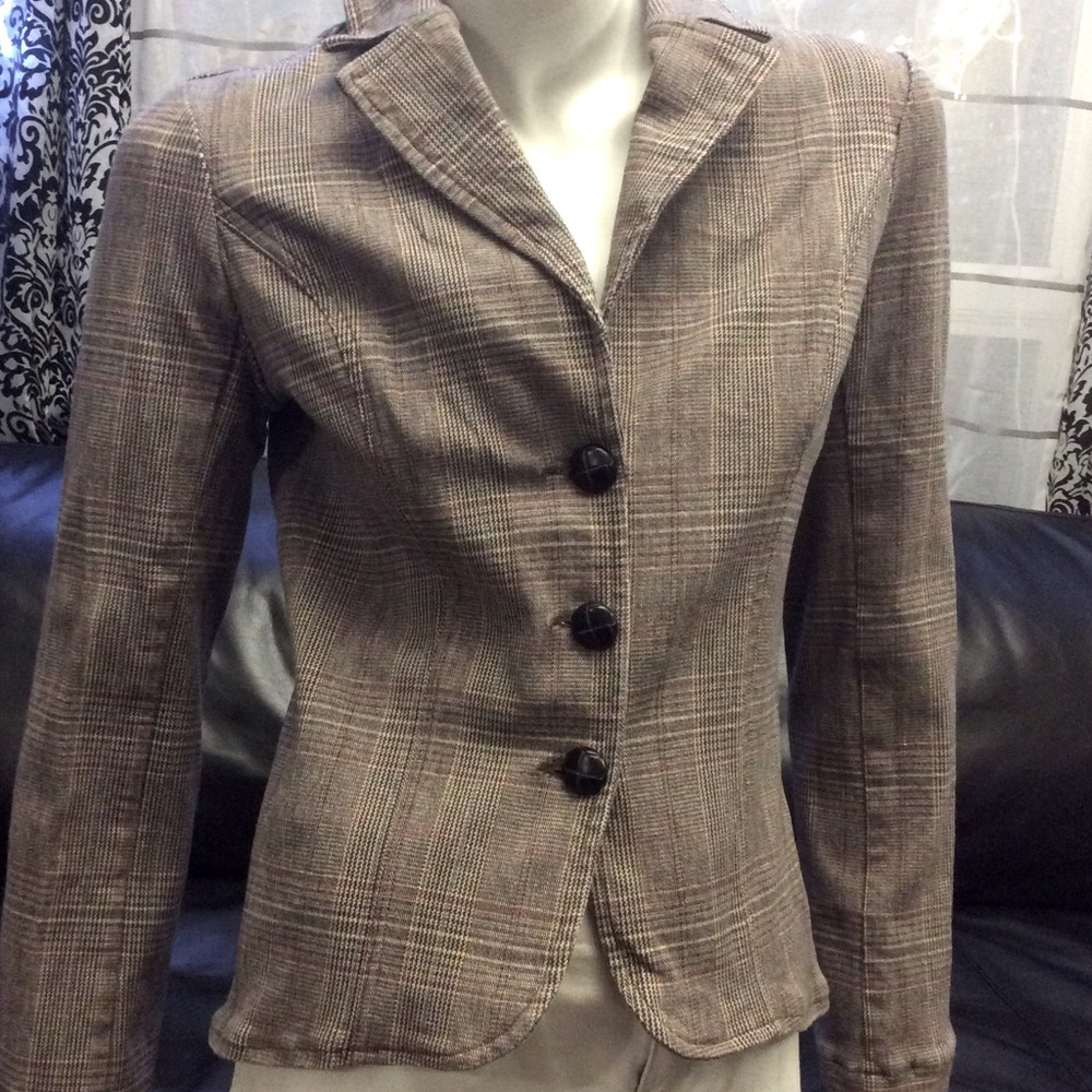 Armor Jeans tweed stretchy button front blazer